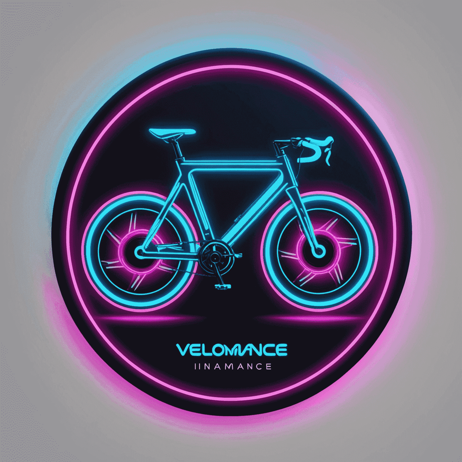 Catlslaptoken Travel logo - A futuristic bicycle icon with neon electric blue and hot pink accents