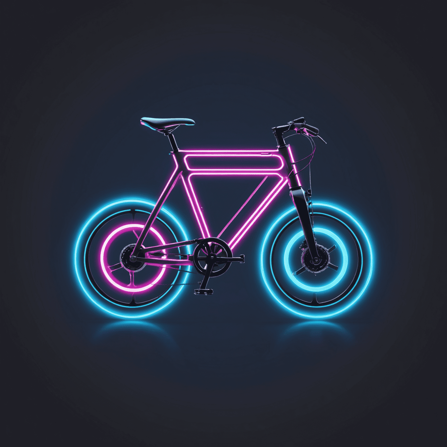 Catlslaptoken Travel logo - A futuristic bicycle icon with neon electric blue and hot pink accents