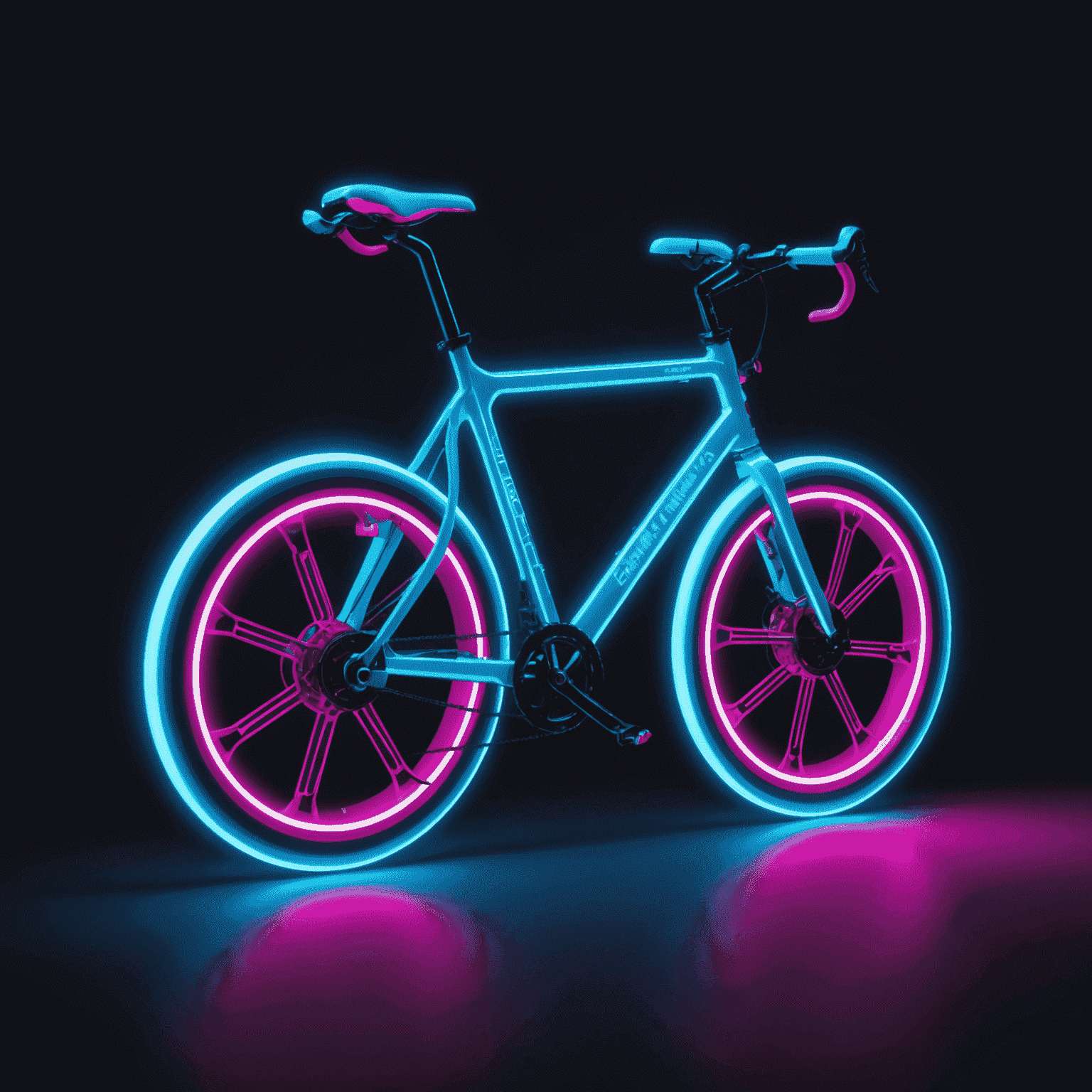 Catlslaptoken Travel logo - A futuristic bicycle icon with neon electric blue and hot pink accents