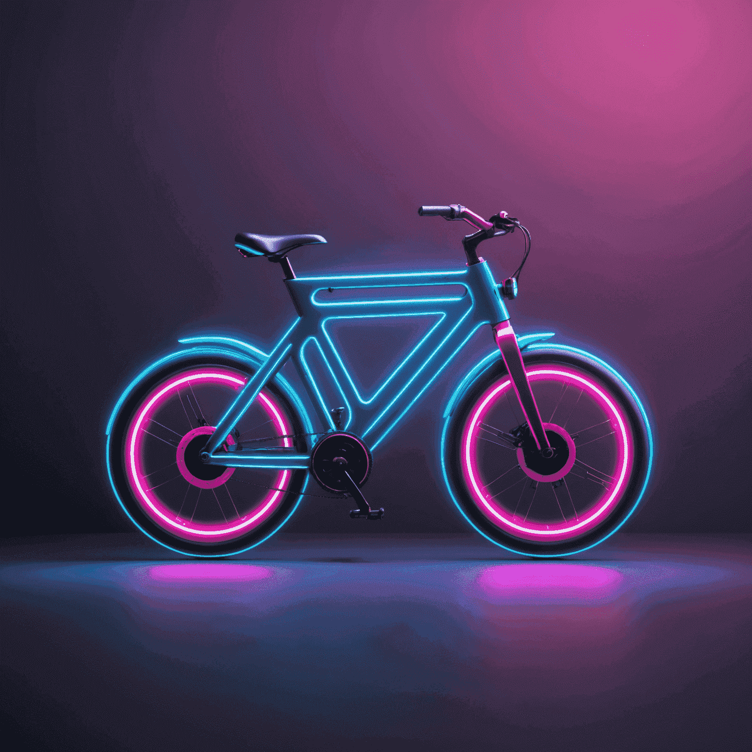 Catlslaptoken Travel logo - A futuristic bicycle icon with neon electric blue and hot pink accents