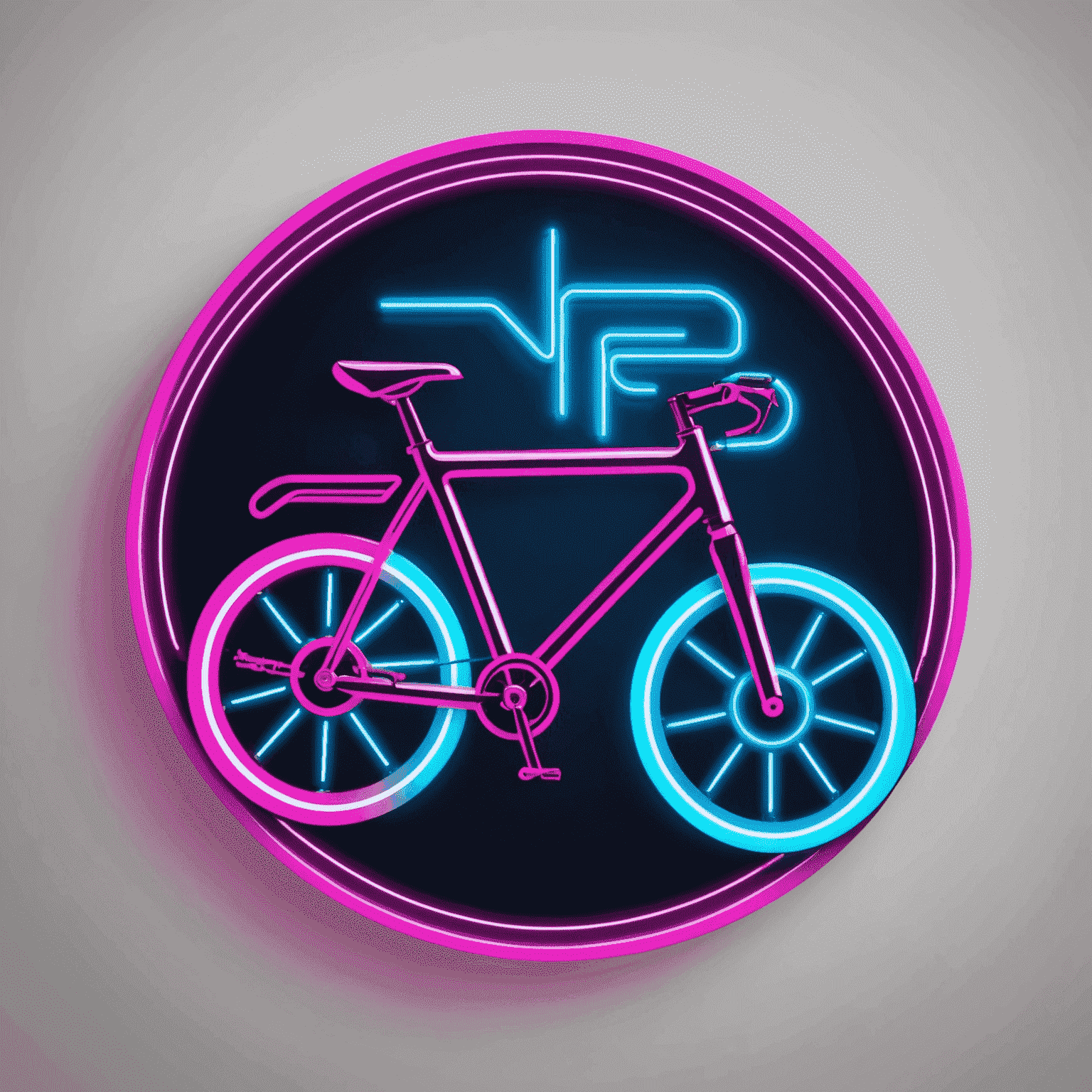 Catlslaptoken Travel logo - A futuristic bicycle icon with neon electric blue and hot pink accents