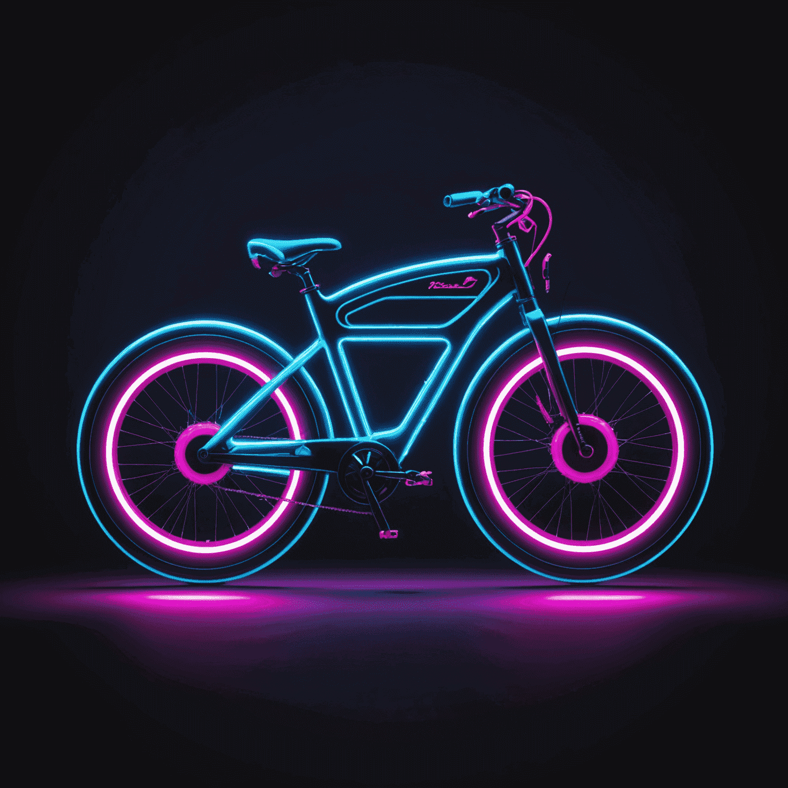 Catlslaptoken Travel logo - A futuristic bicycle icon with neon electric blue and hot pink accents