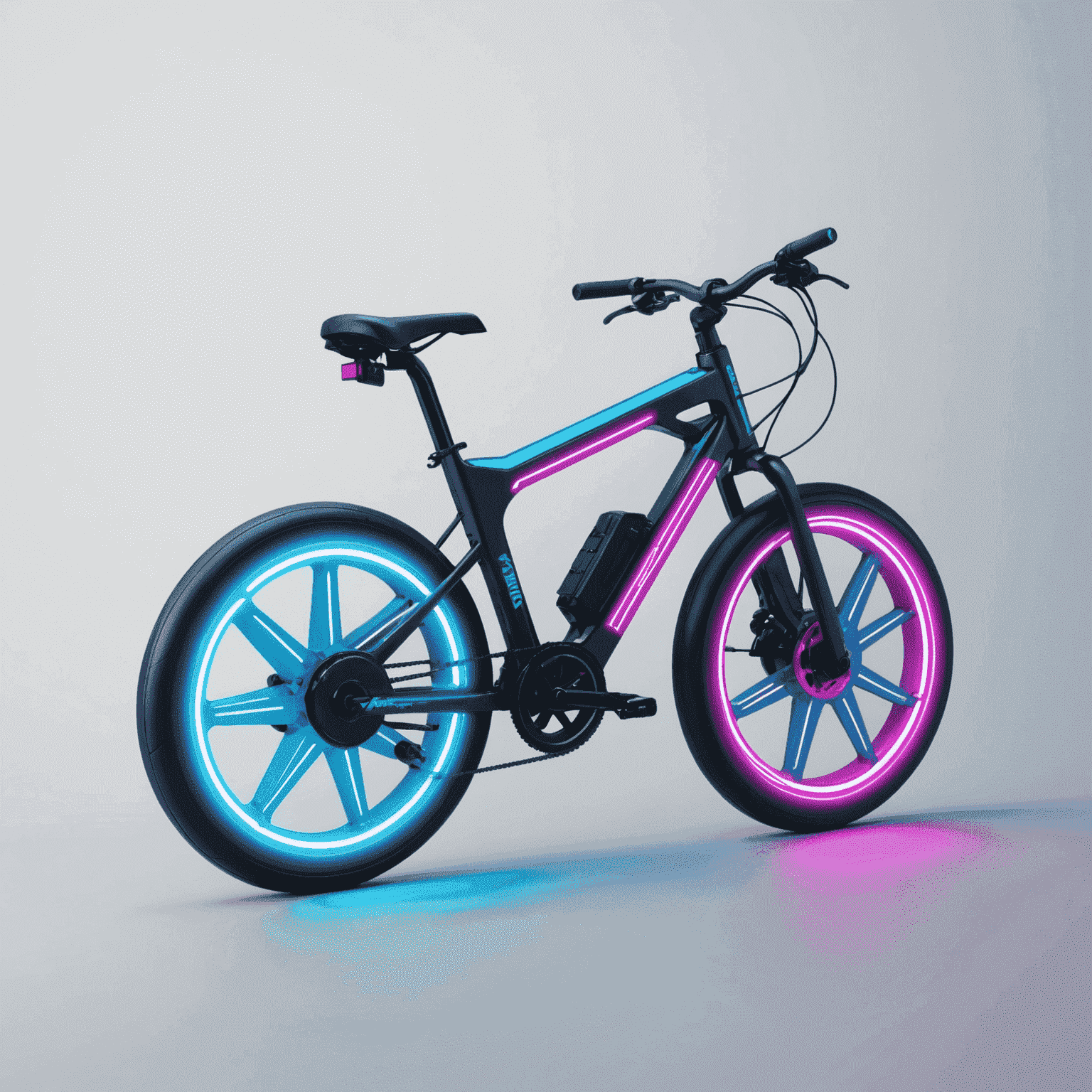 Catlslaptoken Travel logo - A futuristic bicycle icon with neon electric blue and hot pink accents