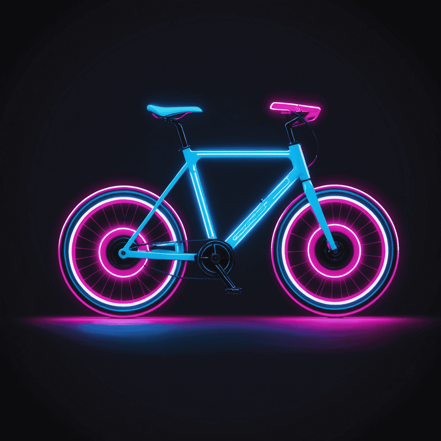 Catlslaptoken Travel logo - A futuristic bicycle icon with neon electric blue and hot pink accents