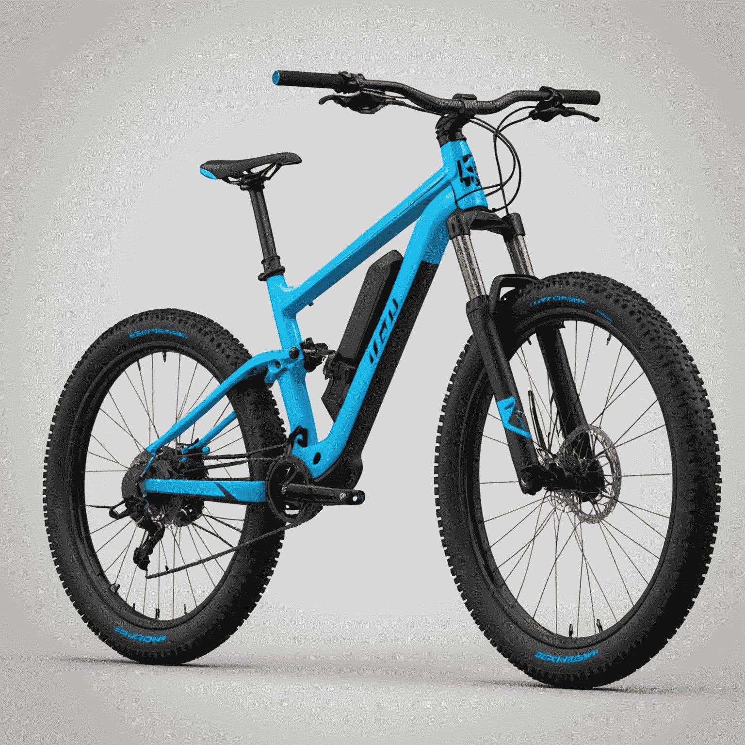 A sleek mountain bike with neon blue accents, perfect for rugged terrain and adventurous trails