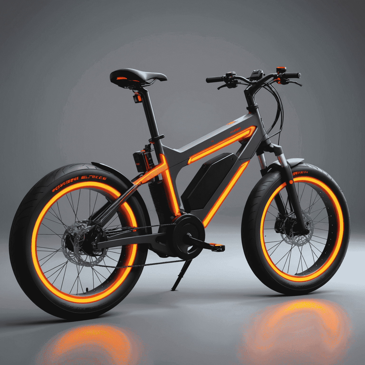 A modern electric bike with neon orange accents, featuring a powerful motor for assisted cycling